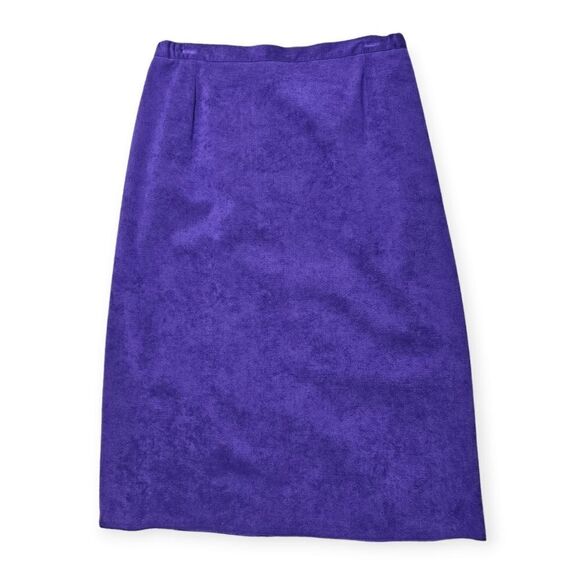 Jacobson's Purple Deadstock VTG Faux Suede USA Made Midi Skirt Women's Size 14 - Picture 1 of 10